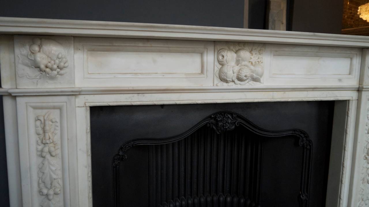 Original Statuary White Georgian Marble Fireplace Surround 3