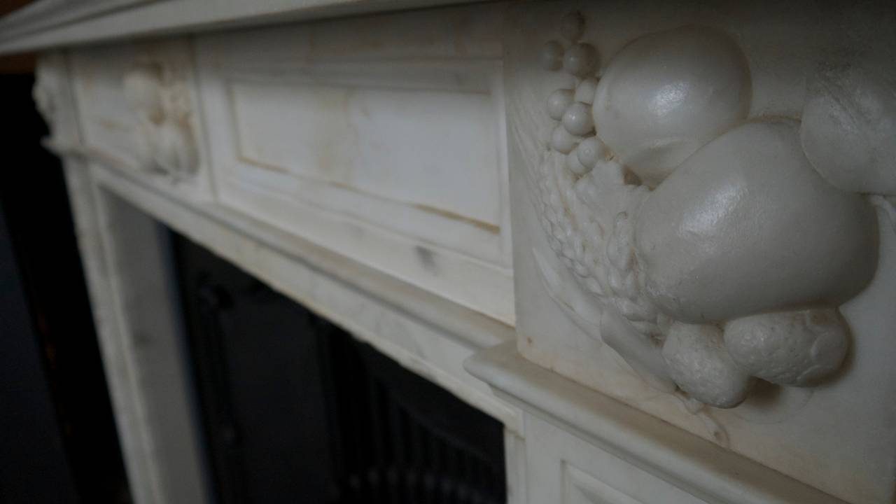 Original Statuary White Georgian Marble Fireplace Surround 4