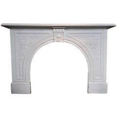 Antique Victorian Carved Arched Marble Fireplace Surround