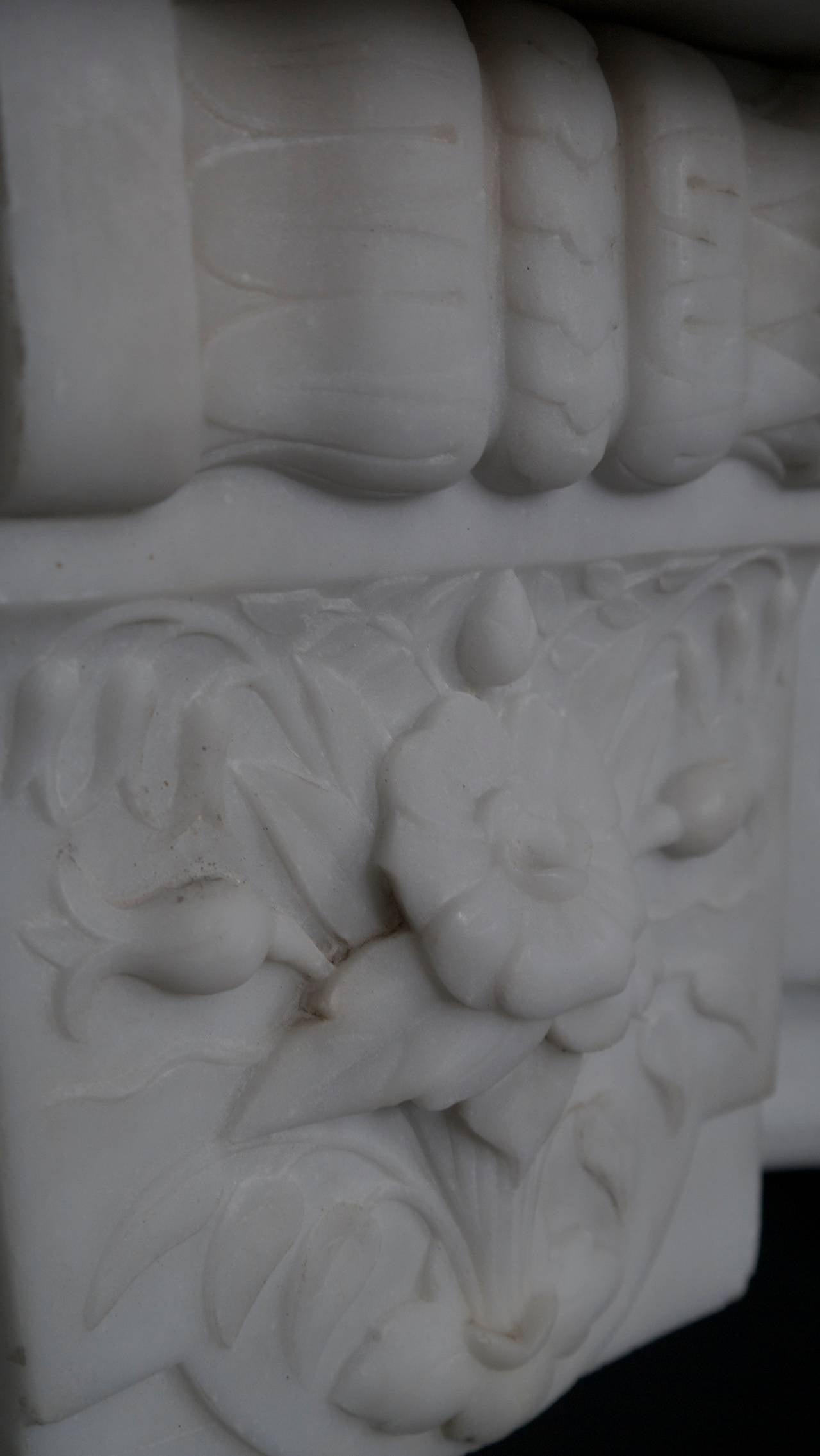 Antique Victorian Carved Arched Marble Fireplace Surround 1