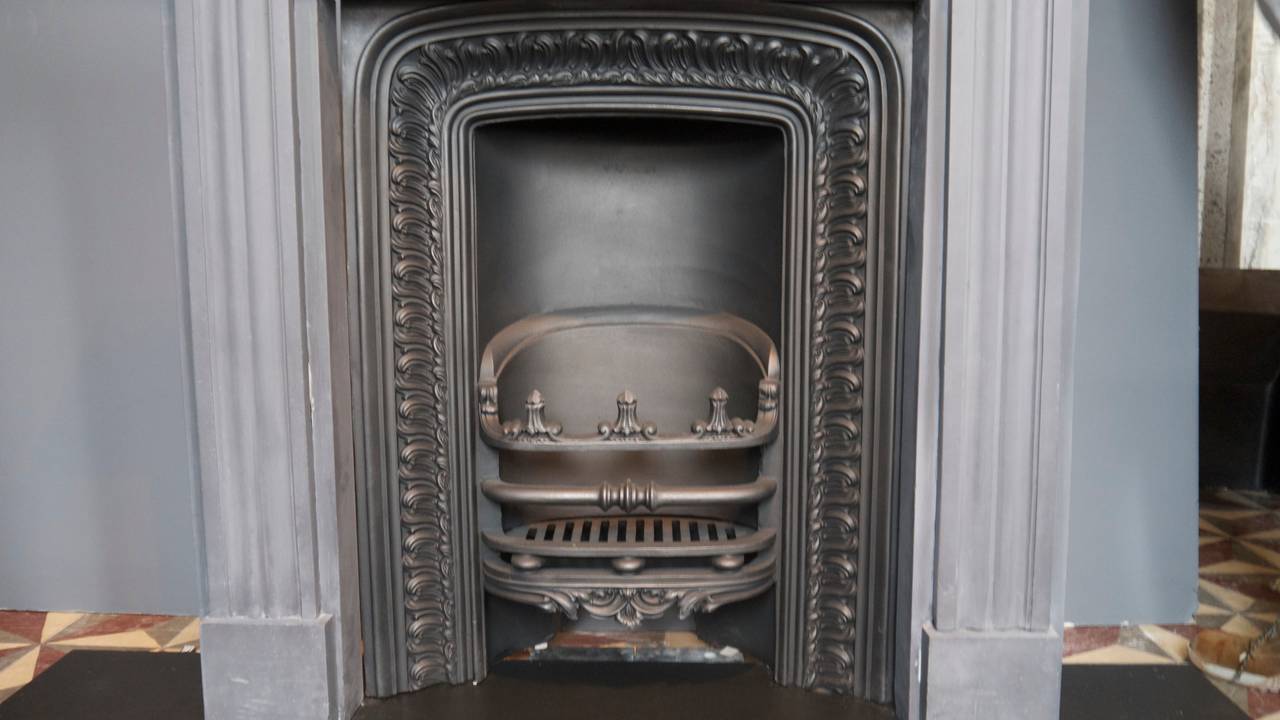 English Original Georgian Slate Bull's-Eye Fireplace Surround
