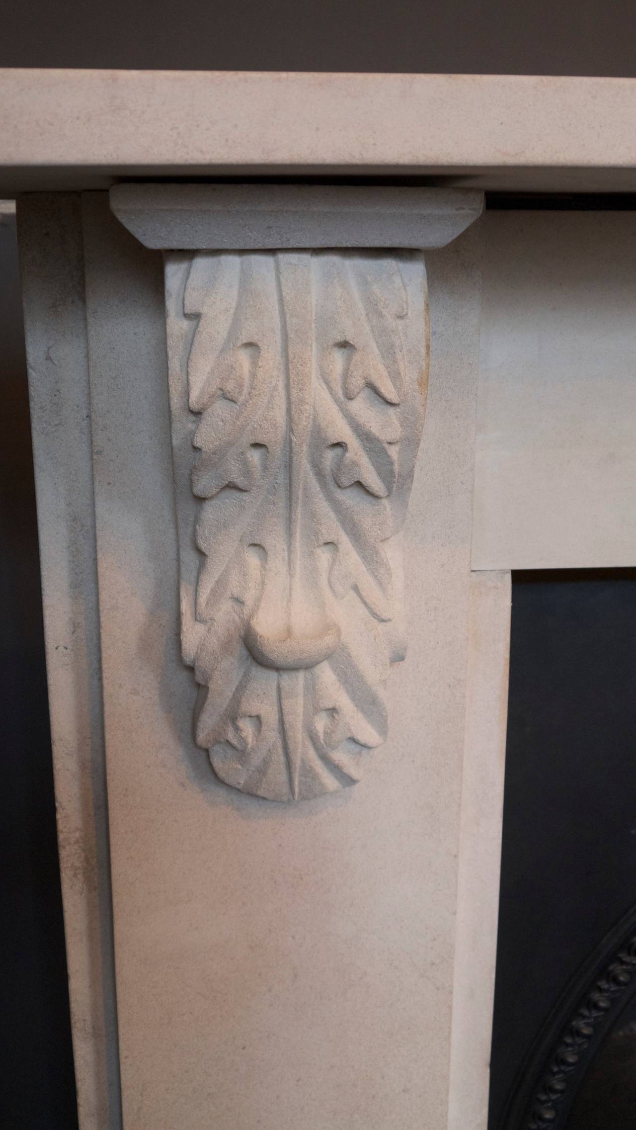 19th Century Victorian Stone Surround with Acanthus Leaf Corbels