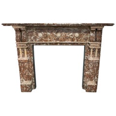 Late Victorian Antique Rouge Marble Fireplace Surround