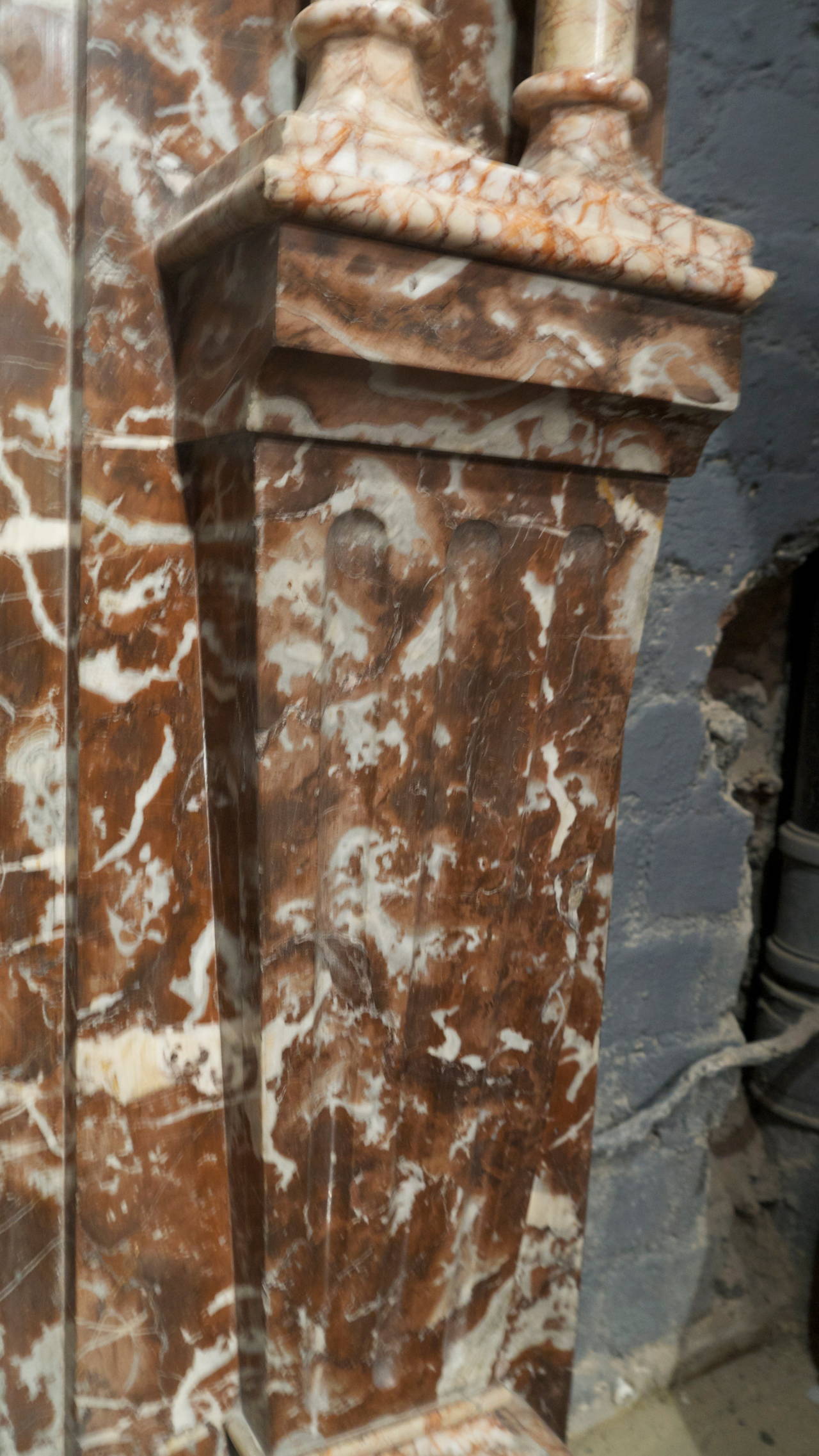 Late Victorian Antique Rouge Marble Fireplace Surround For Sale at ...