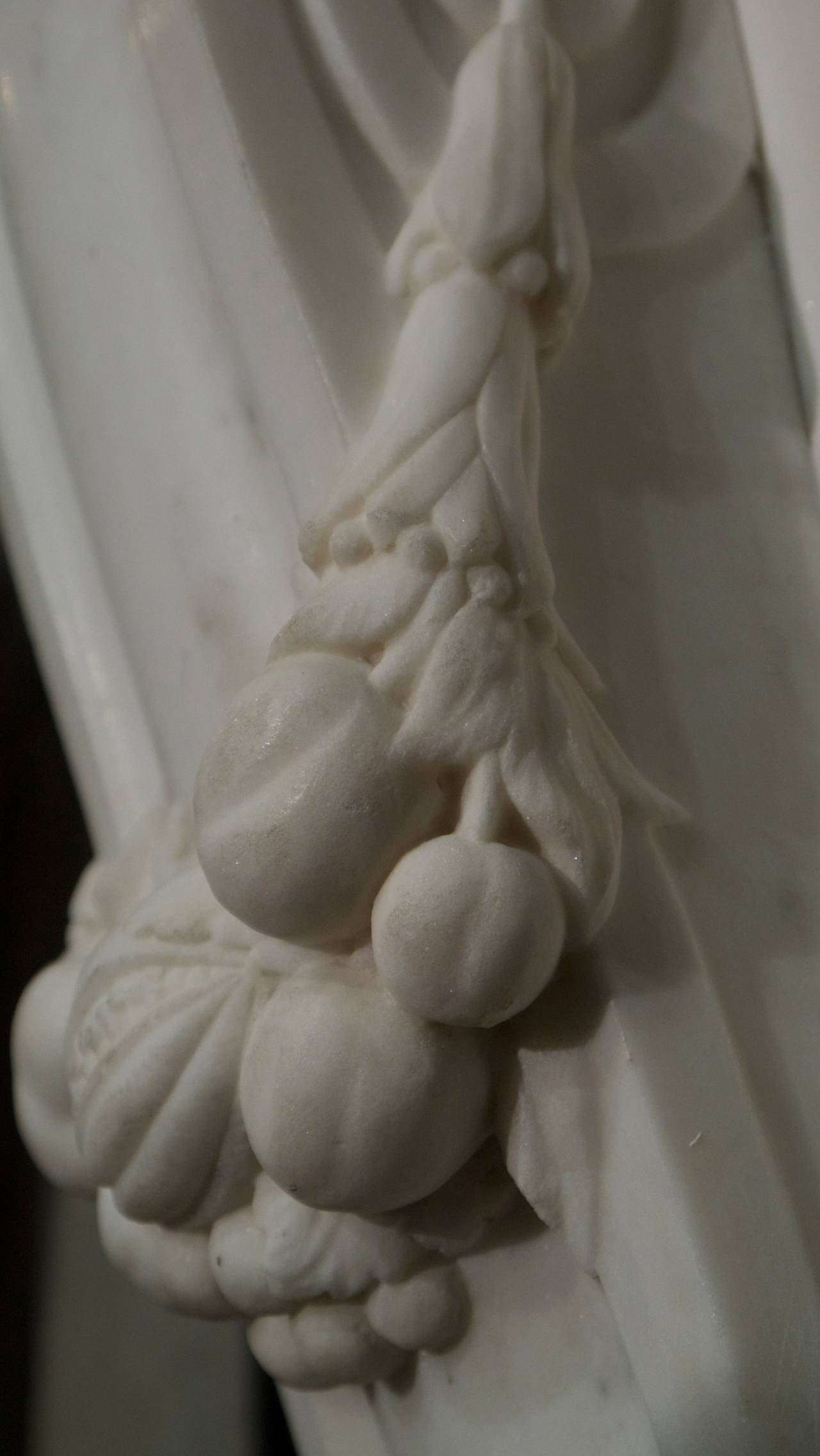 19th Century Victorian Statuary White Marble Fireplace Surround