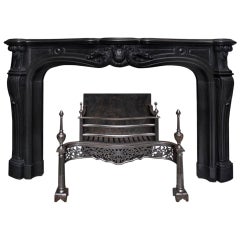 Black Louis XV Marble Fireplace Surround