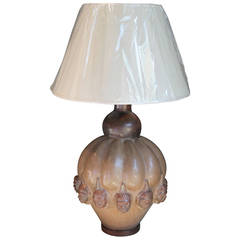 Monumental Pottery Gourd-Shaped Lamp with Figured Heads 10