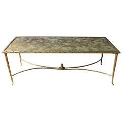 Bronze and Antique Mirror Cocktail Table by Maison Bagues, France, 20th Century