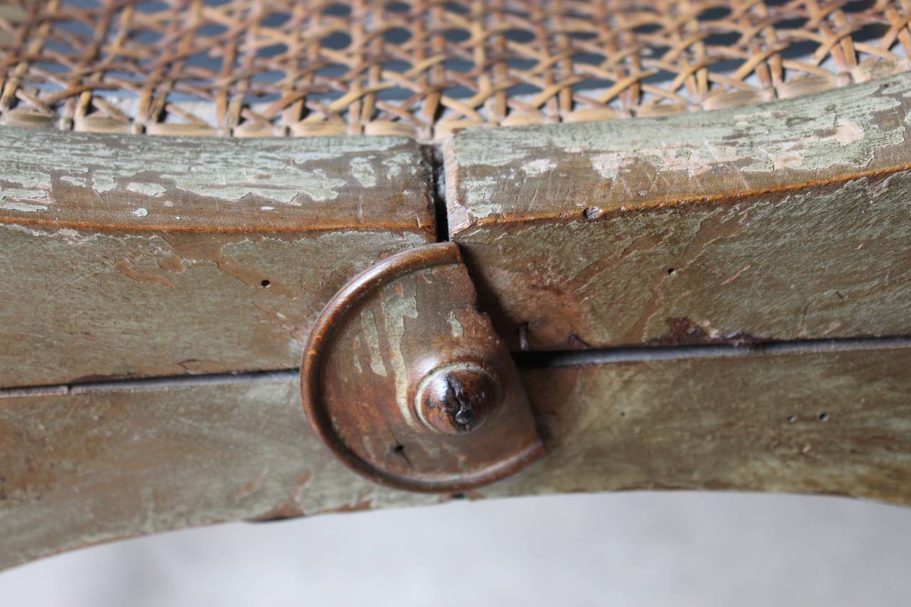 19th Century French Gilt and Painted Wood and Caned Curule Tabouret Stool 5