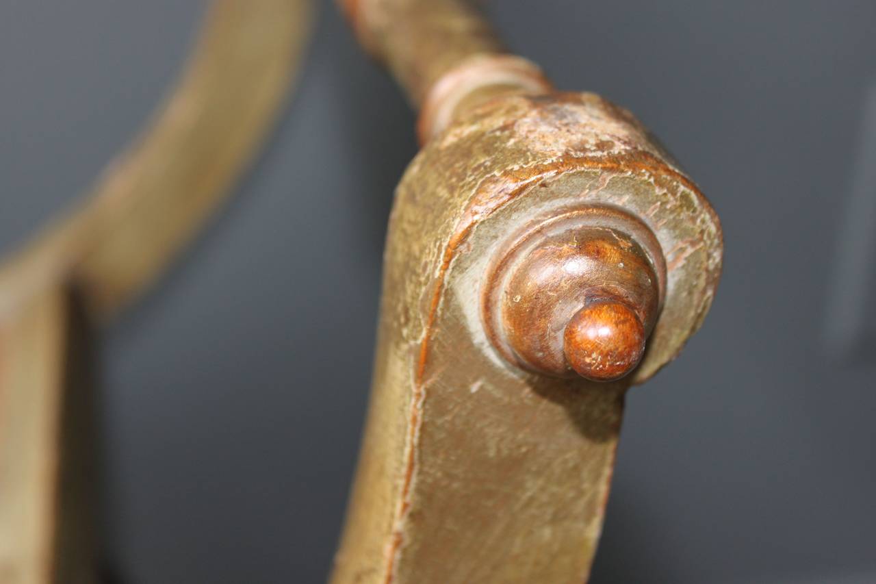 19th Century French Gilt and Painted Wood and Caned Curule Tabouret Stool 6