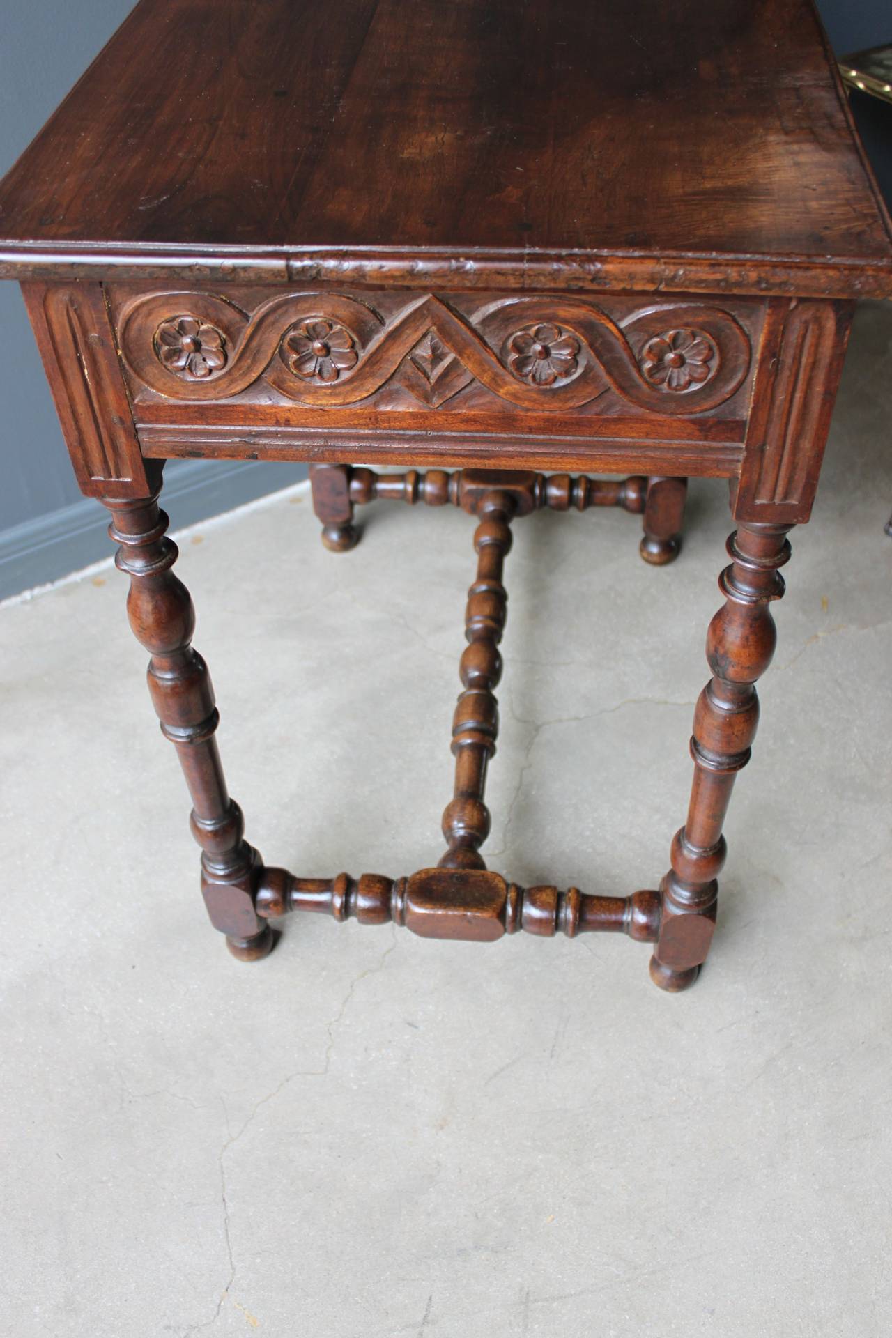 Carved Walnut Louis XIII Table, France 18th Century 2