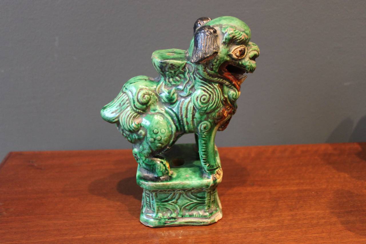 20th Century Collection of Six (6) Green Glazed Terra Cotta Foo Dogs, China