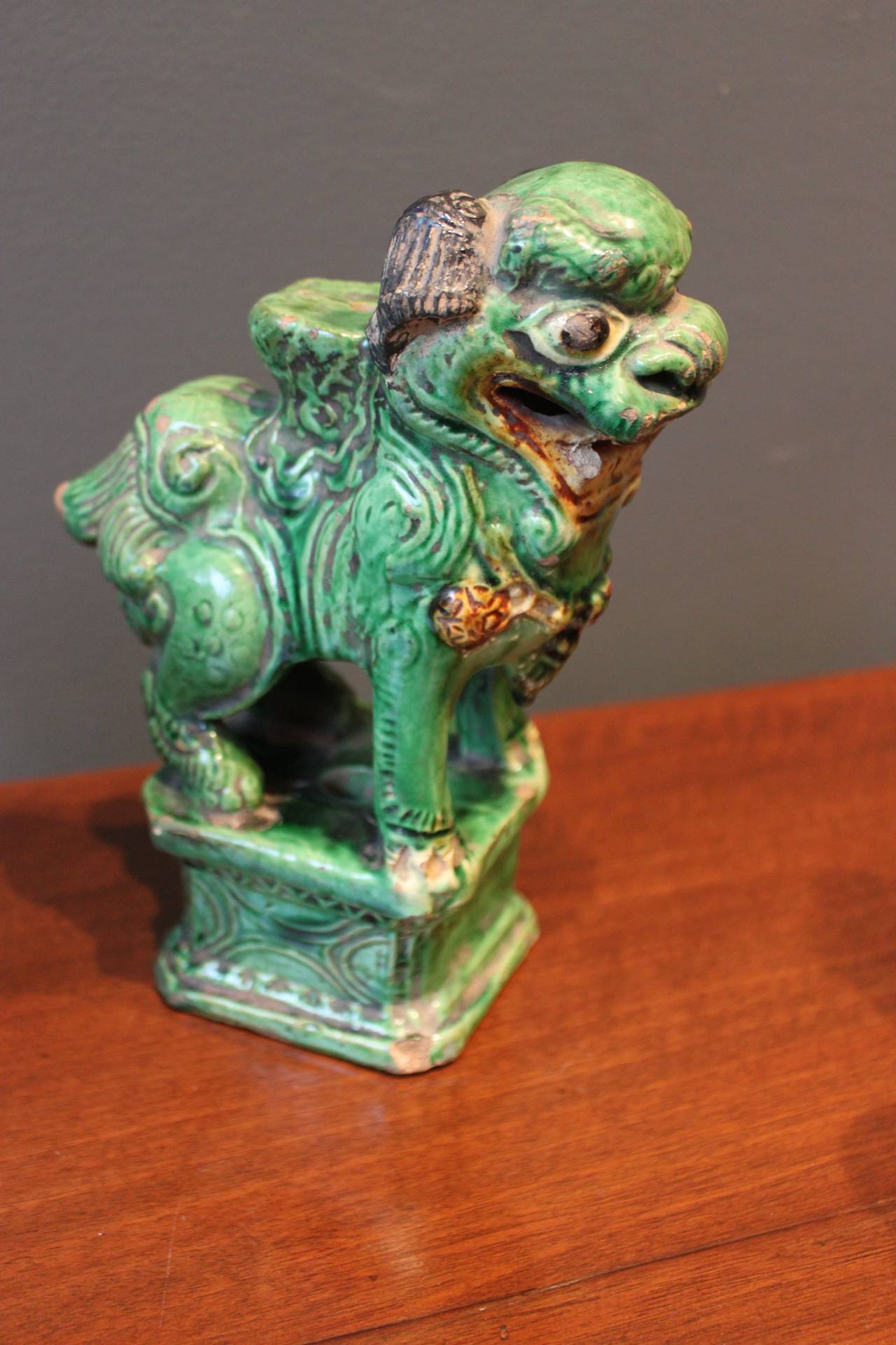 Collection of Six (6) Green Glazed Terra Cotta Foo Dogs, China 1