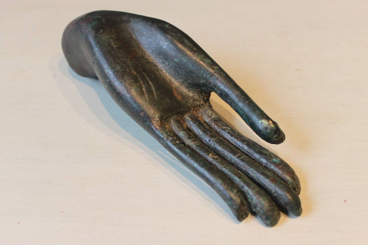 Chinoiserie Bronze Asian Sculpture of a Buddha Hand, 19th Century or Earlier For Sale