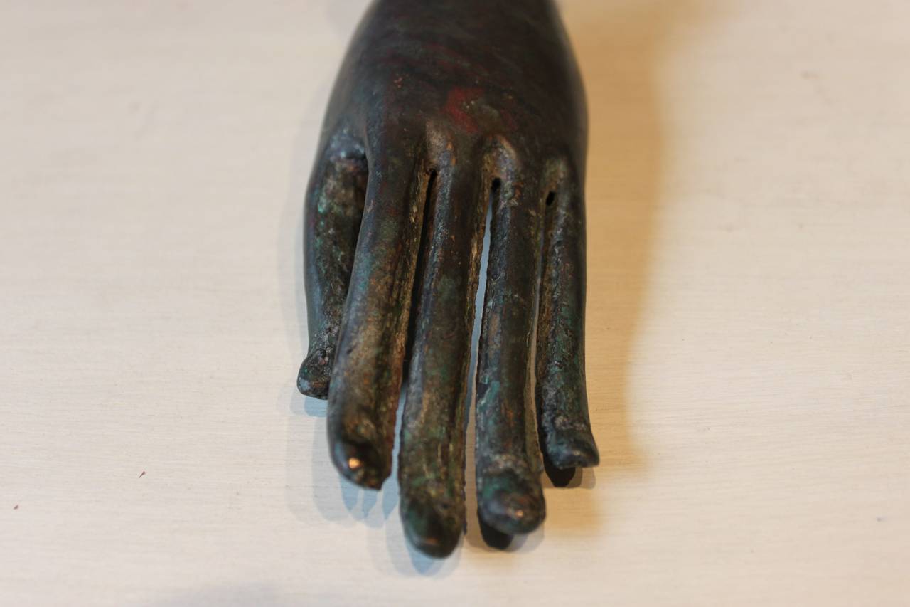 Bronze Asian Sculpture of a Buddha Hand, 19th Century or Earlier For Sale 4