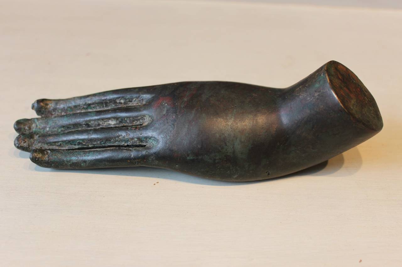Bronze Asian Sculpture of a Buddha Hand, 19th Century or Earlier For Sale 5