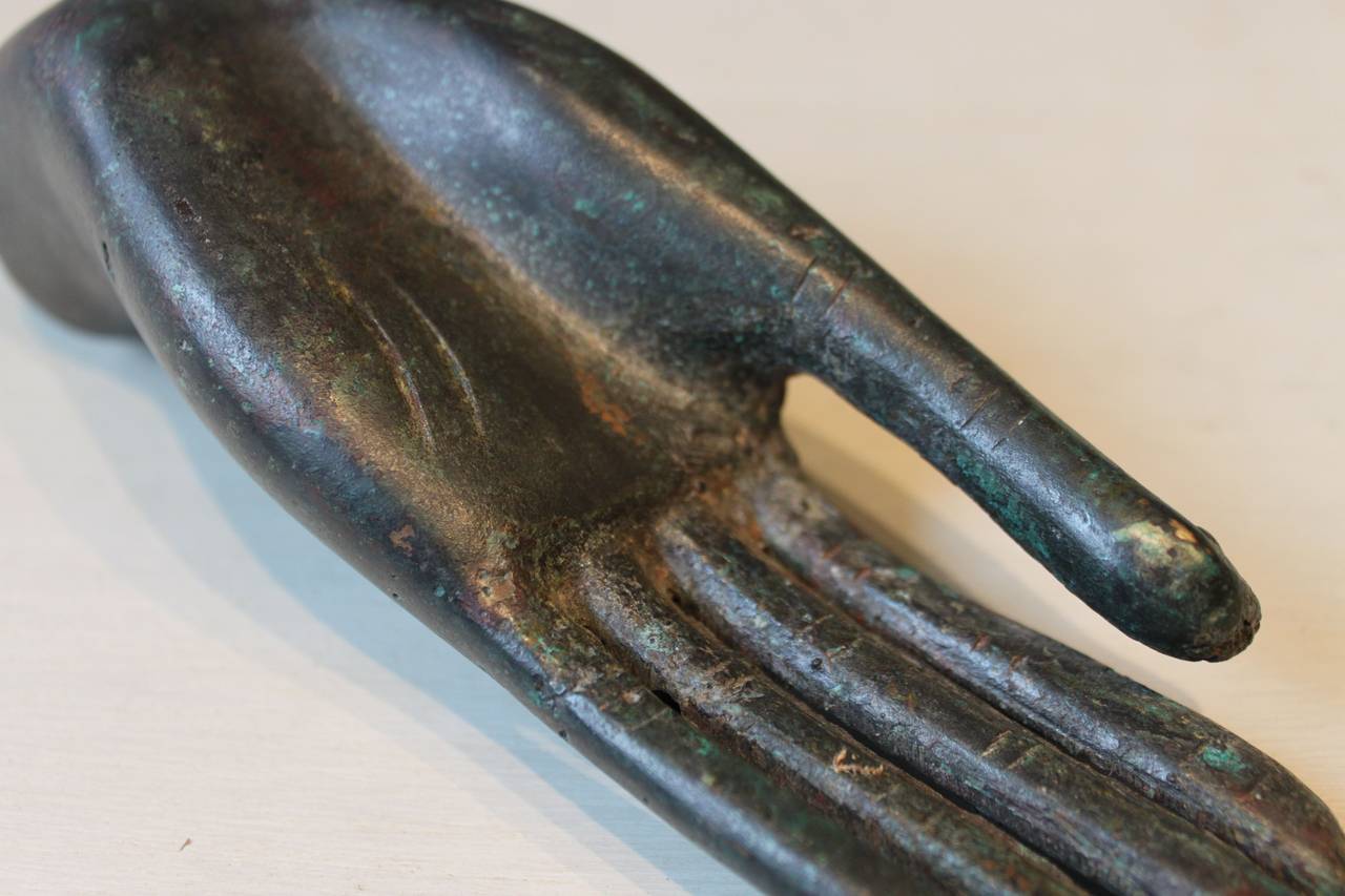 Bronze Asian Sculpture of a Buddha Hand, 19th Century or Earlier For Sale 6