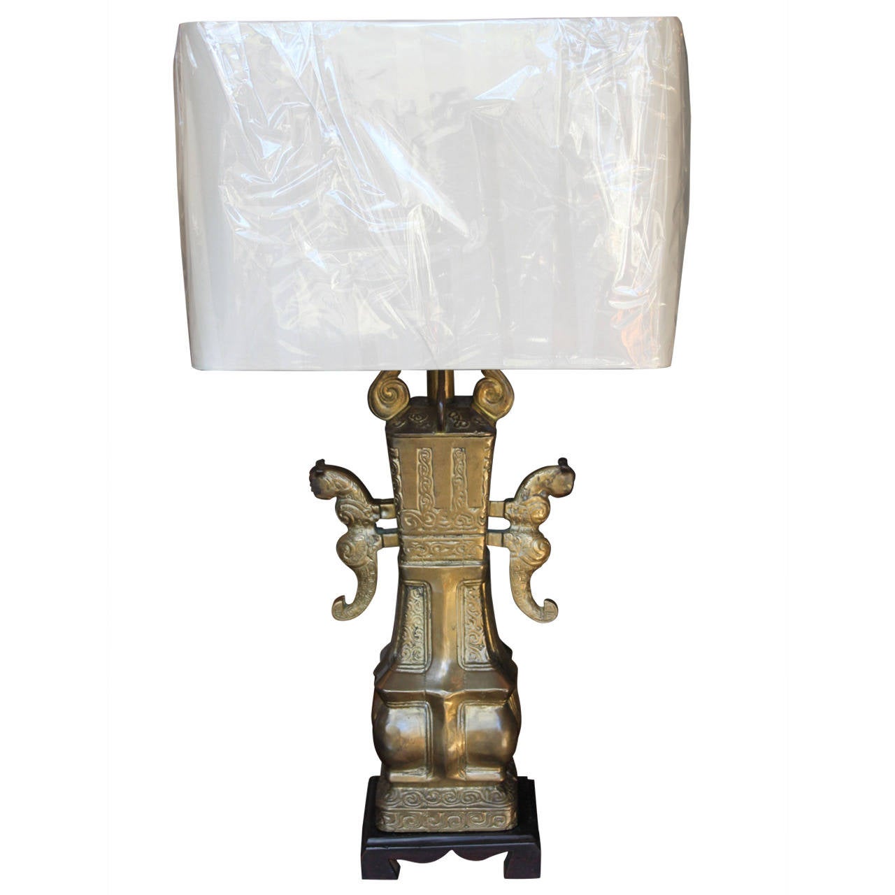 Asian Bronze Lamp in the Style of Marbro, circa 1970
