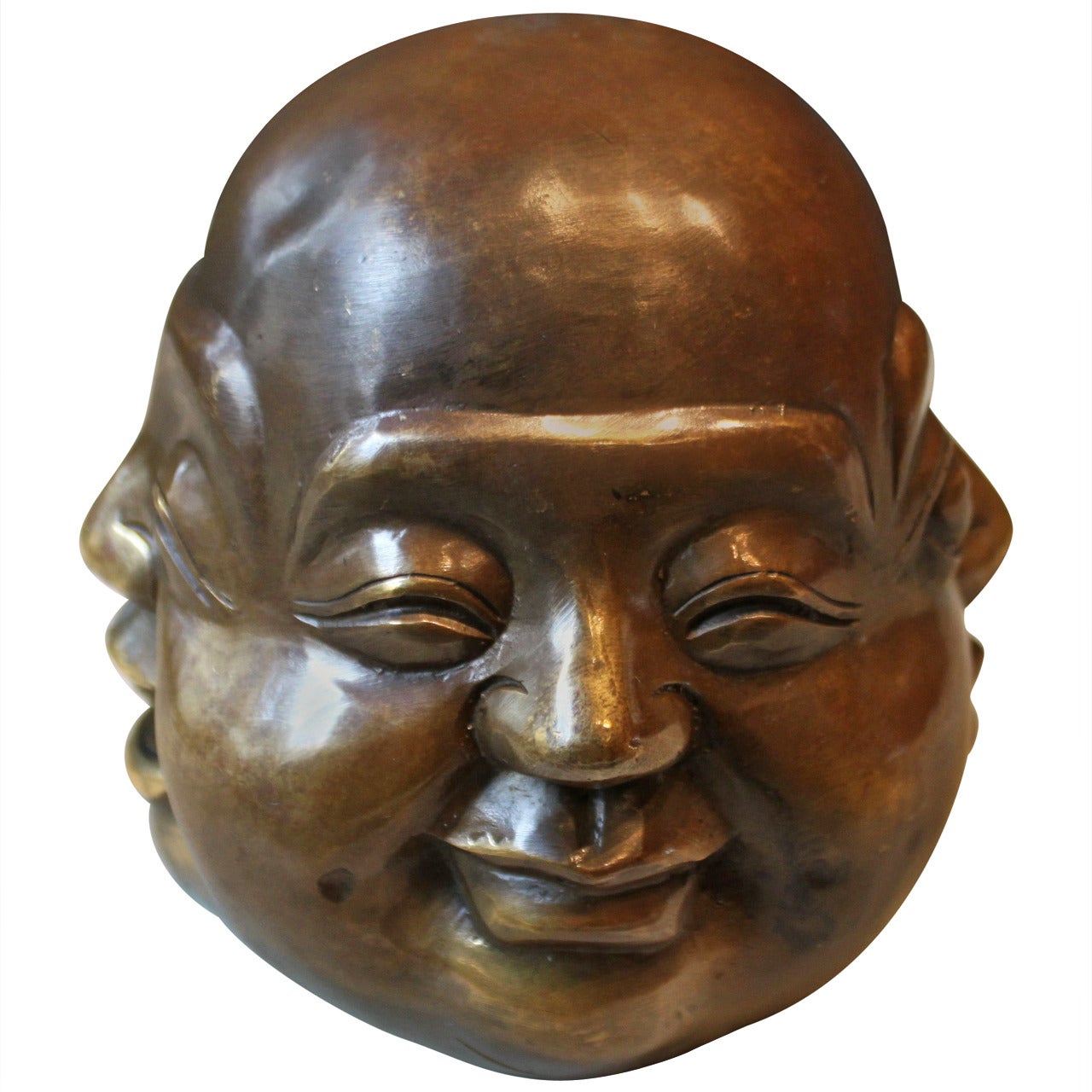 Japanese Brass Sculpture of Buddha Head With Four Faces, 19th Century