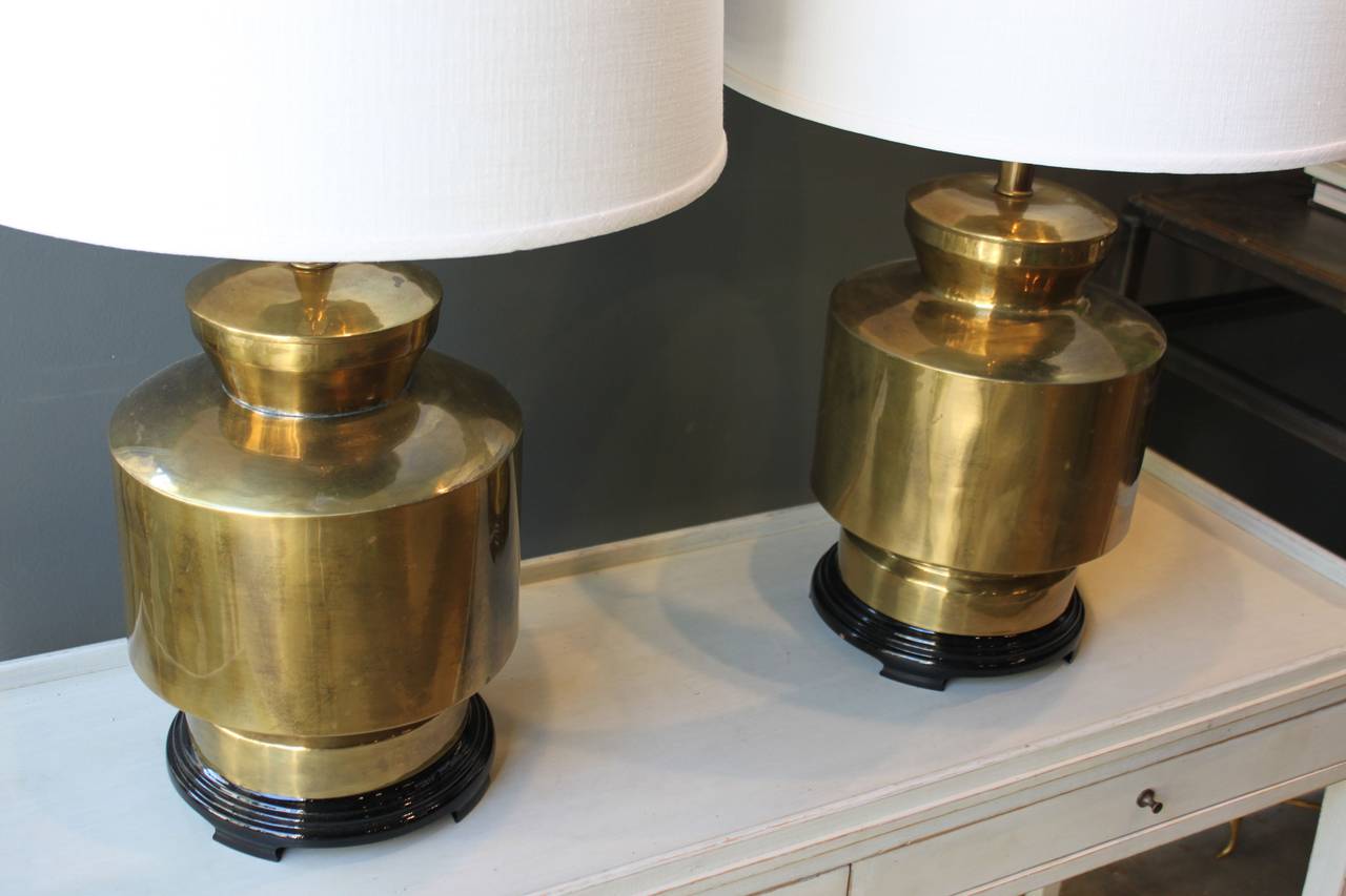 Pair of Brass Midcentury Table Lamps For Sale 4
