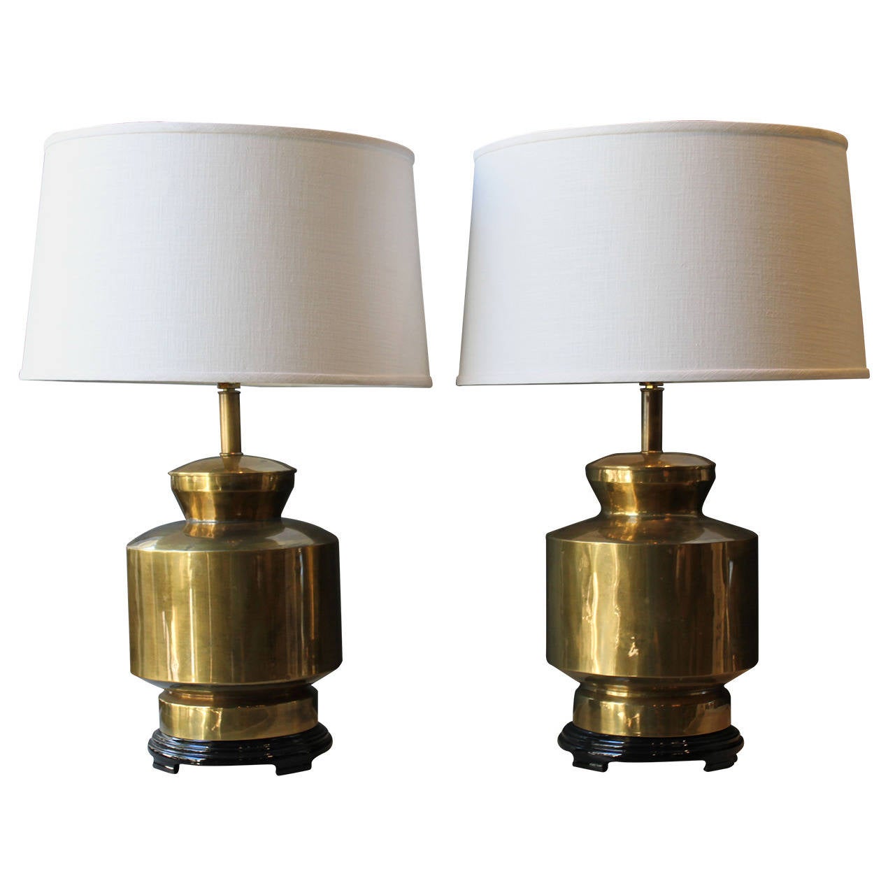 Pair of Brass Midcentury Table Lamps For Sale