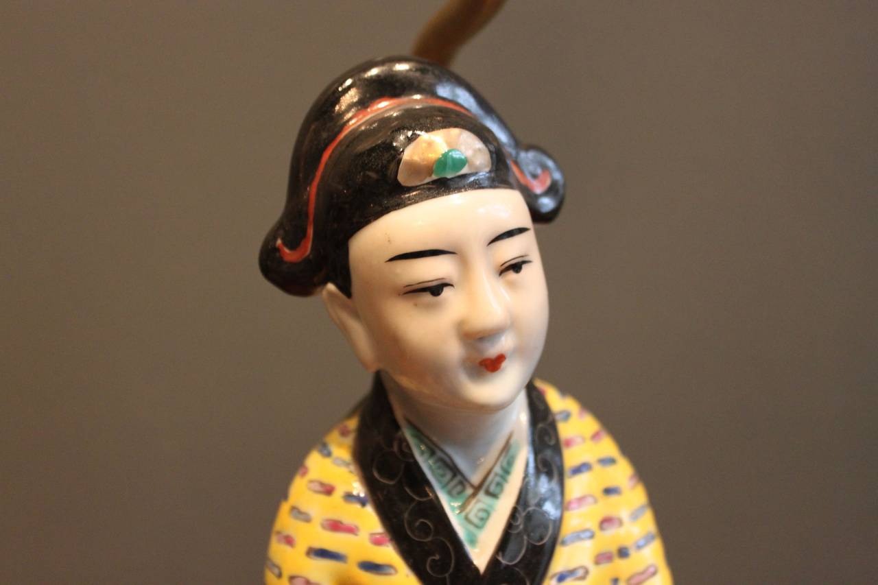 vintage asian figurine lamps