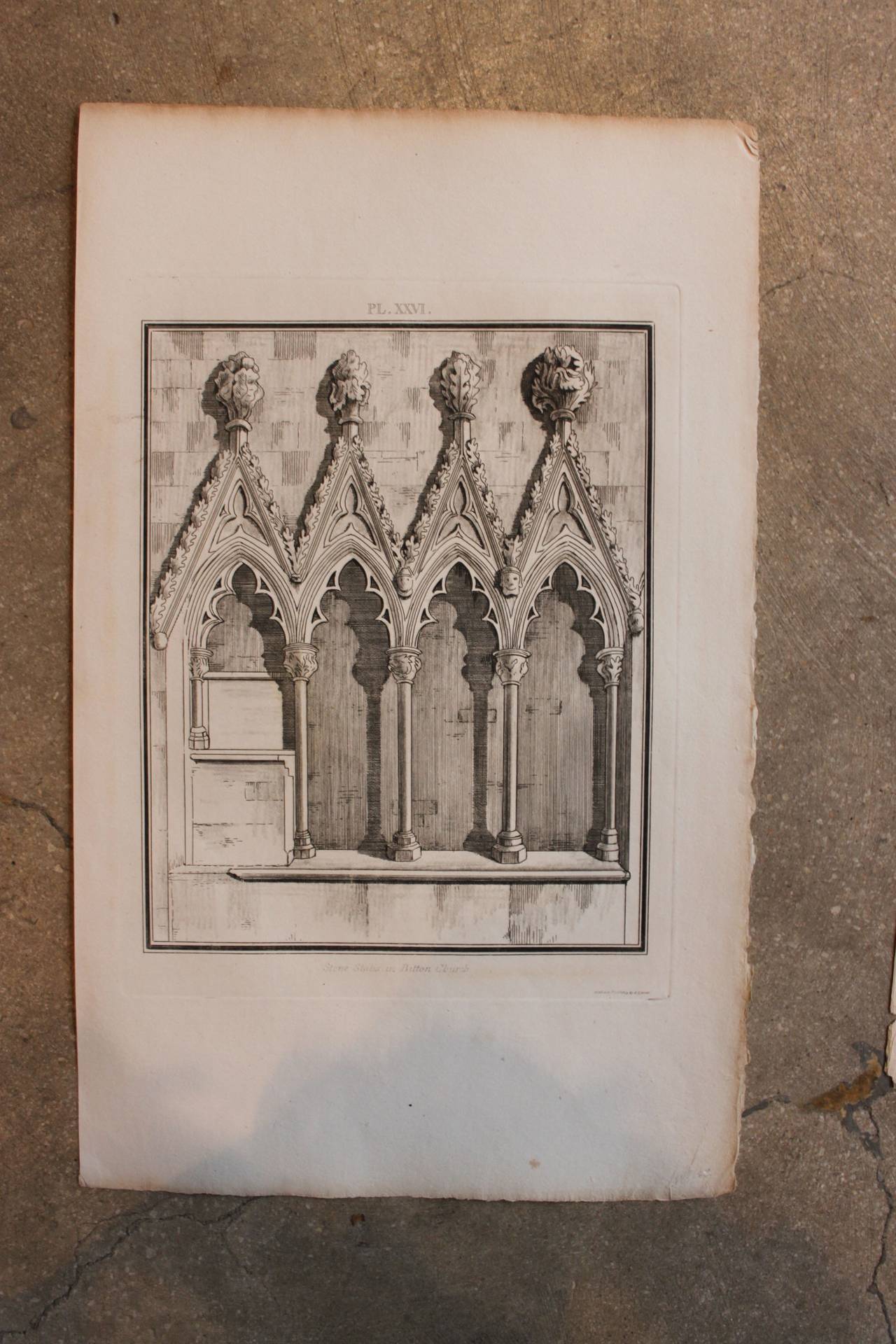 Paper Set of 32 English Copperplate Engravings of Cathedrals, 18th Century