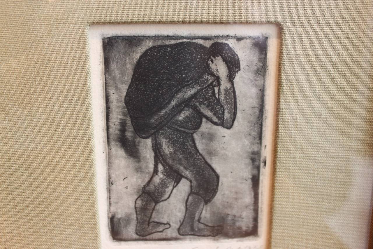 Modern Carl Pappe Etching, Mid-20th Century For Sale