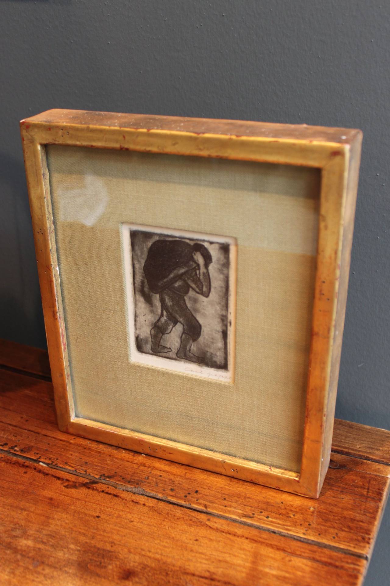 American Carl Pappe Etching, Mid-20th Century For Sale