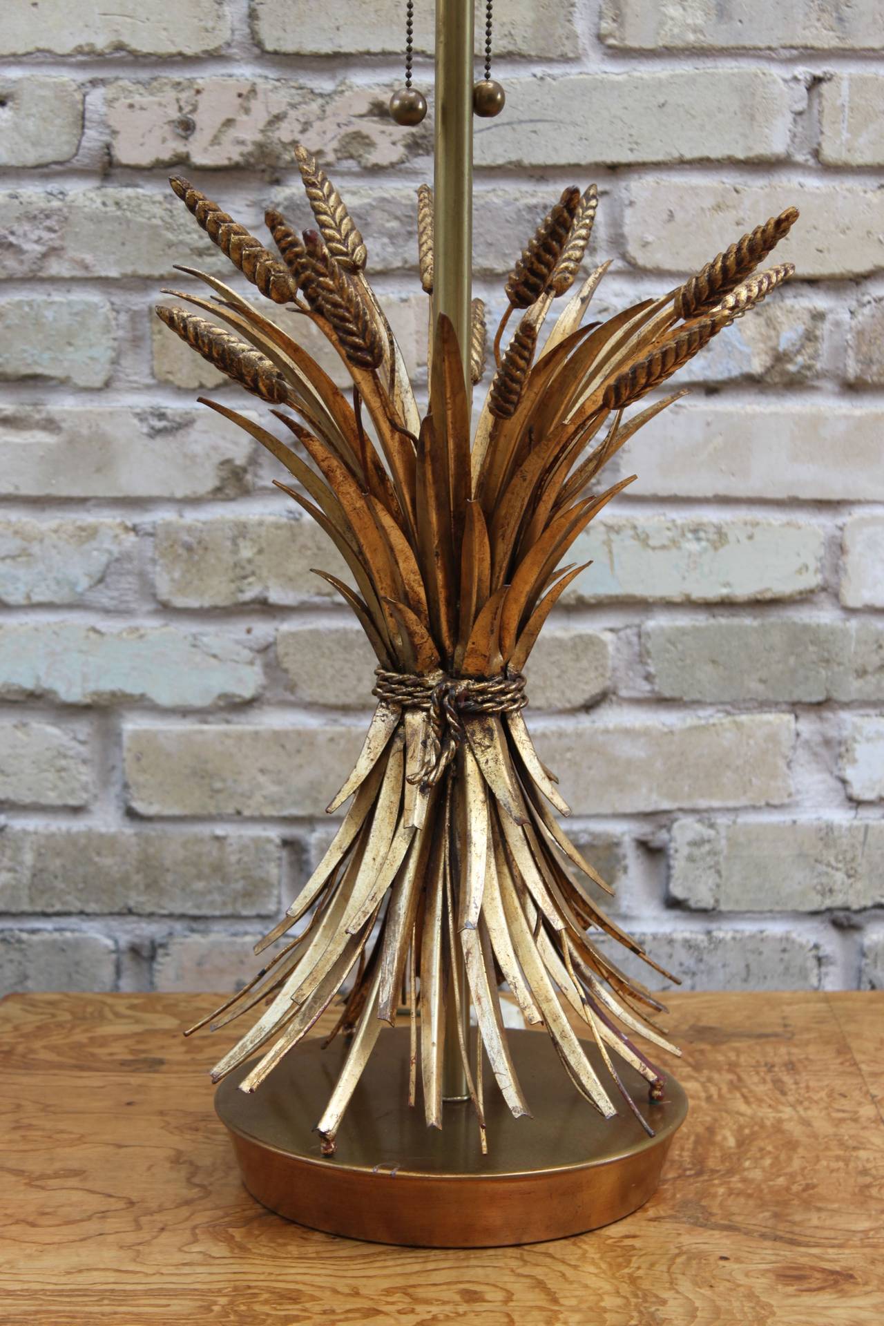 Gilt Metal Wheat Sheaf Lamp by The Marbro Lamp Company In Good Condition In San Antonio, TX