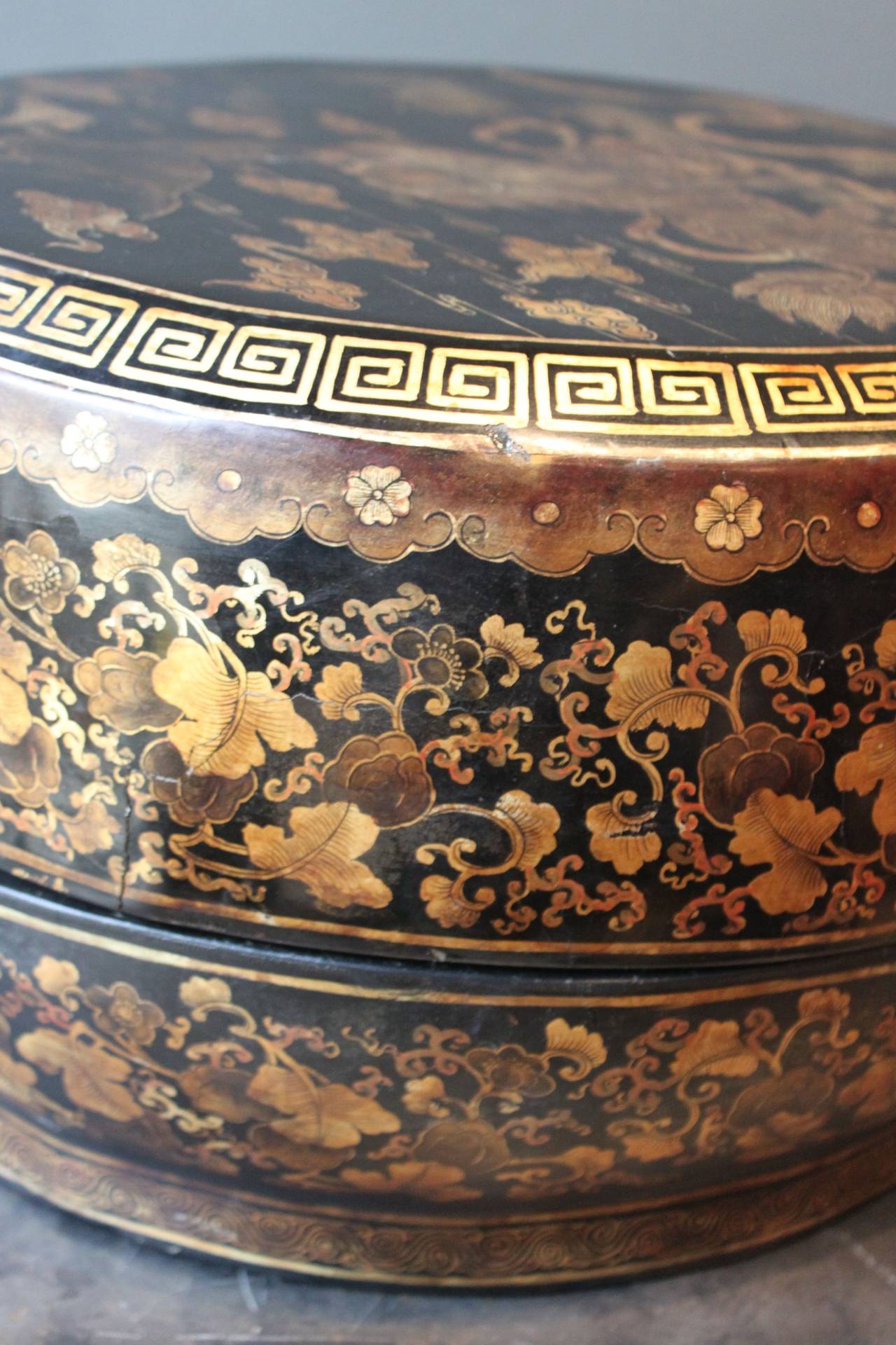 Massive Chinese Cushion Form Lacquer Storage Box, circa 1850 2