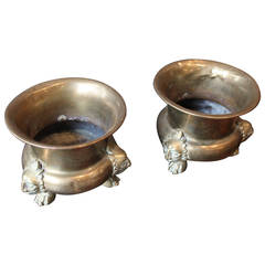 Pair of Brass Footed Cachepots, circa 1900
