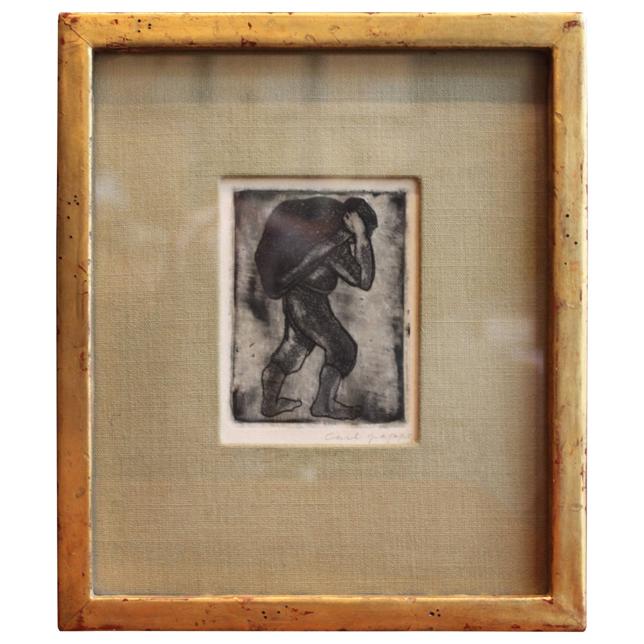Carl Pappe Etching, Mid-20th Century For Sale