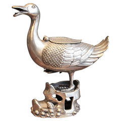 Silver Plated Chinese Duck, circa Late 19th Century