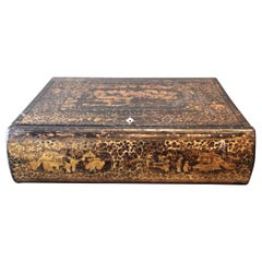 Mid-19th Century Chinese Black and Gold Lacquer Writing Box