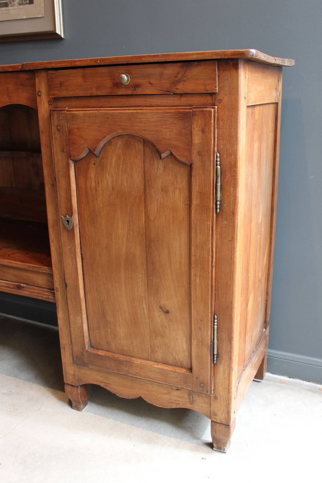 19th Century Louis XV-Style French Cherry Sideboard or Server with Two Doors For Sale 1