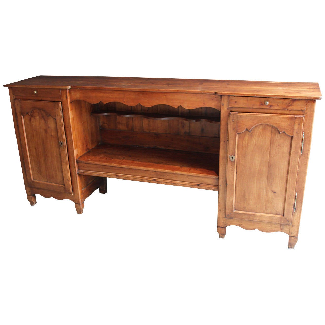 19th Century Louis XV-Style French Cherry Sideboard or Server with Two Doors For Sale