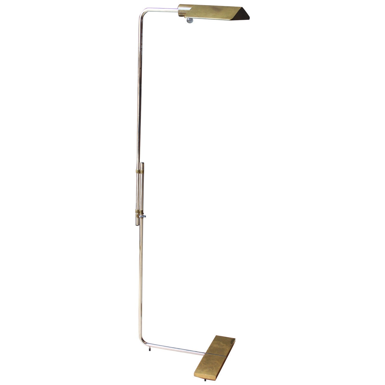 Cedric Hartman Floor Lamp in Brass and Chrome with Lucite Ball Knob