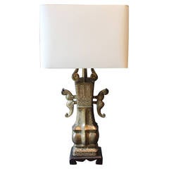 Asian Bronze Lamp in the Style of Marbro, circa 1970