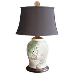Chinese Ginger Jar Lamp with Painted Scene