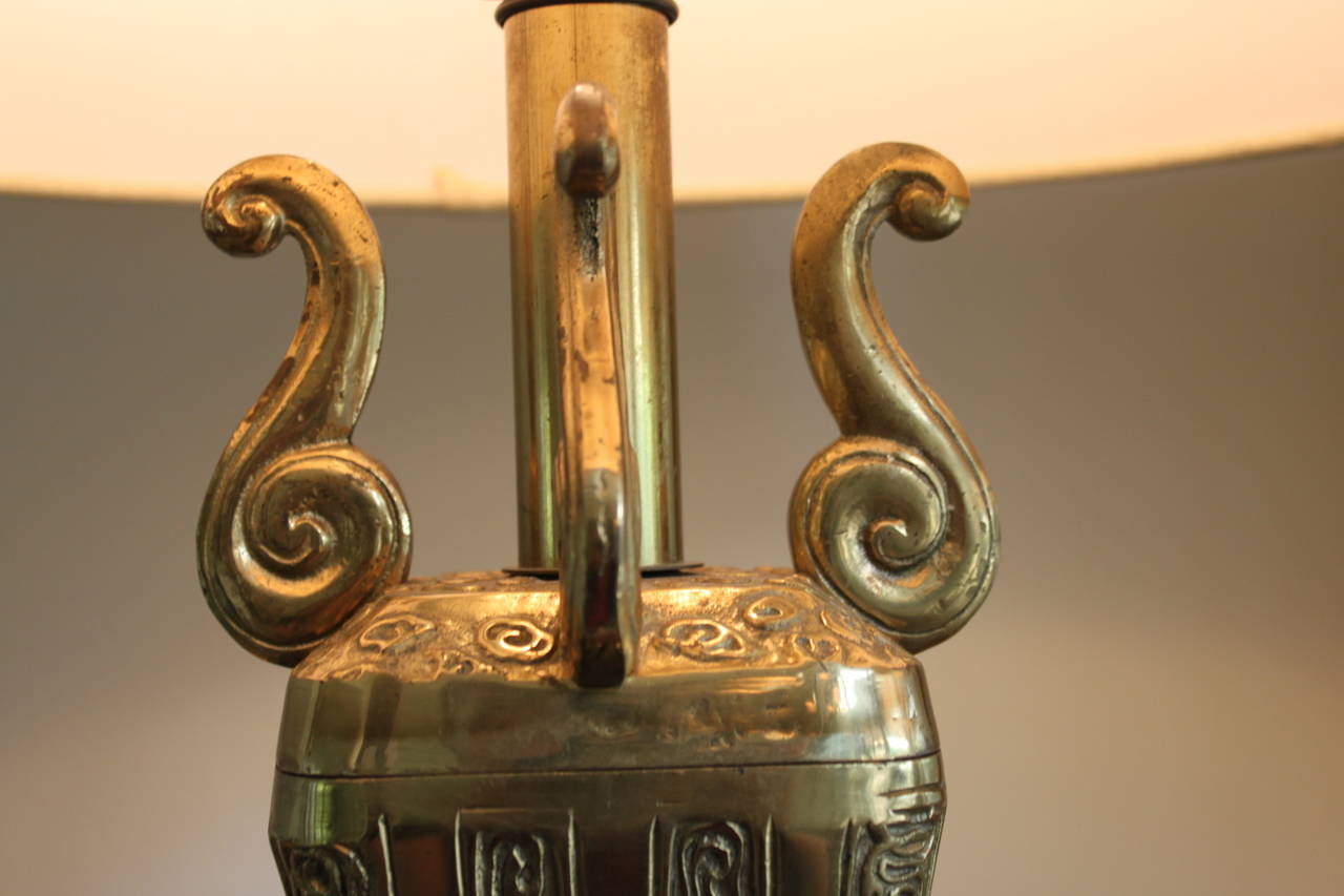 20th Century Pair of Monumental Brass Lamps in the Style of Marbro, circa 1970s