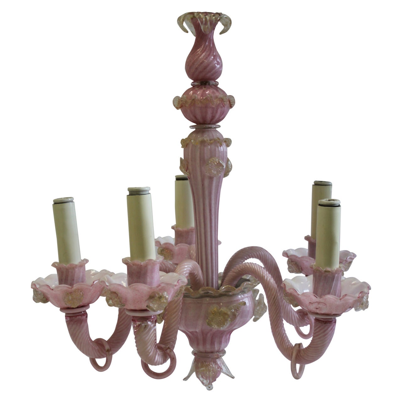 Pink Murano Chandelier, circa 1920s For Sale