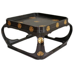 Japanese Wooden Stand with Samurai Family Mark in Gold, 19th Century