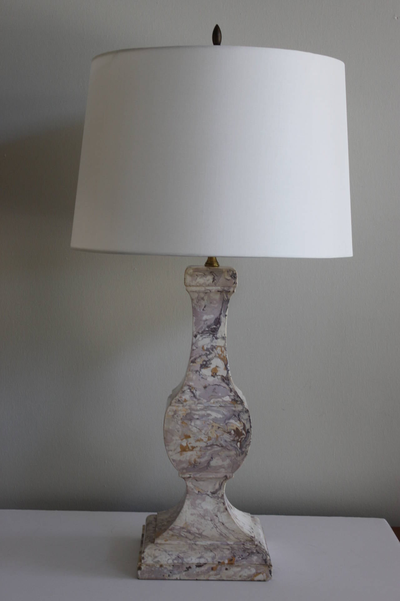 Exquisite and Rare English Marble Baluster Lamp, circa 1930