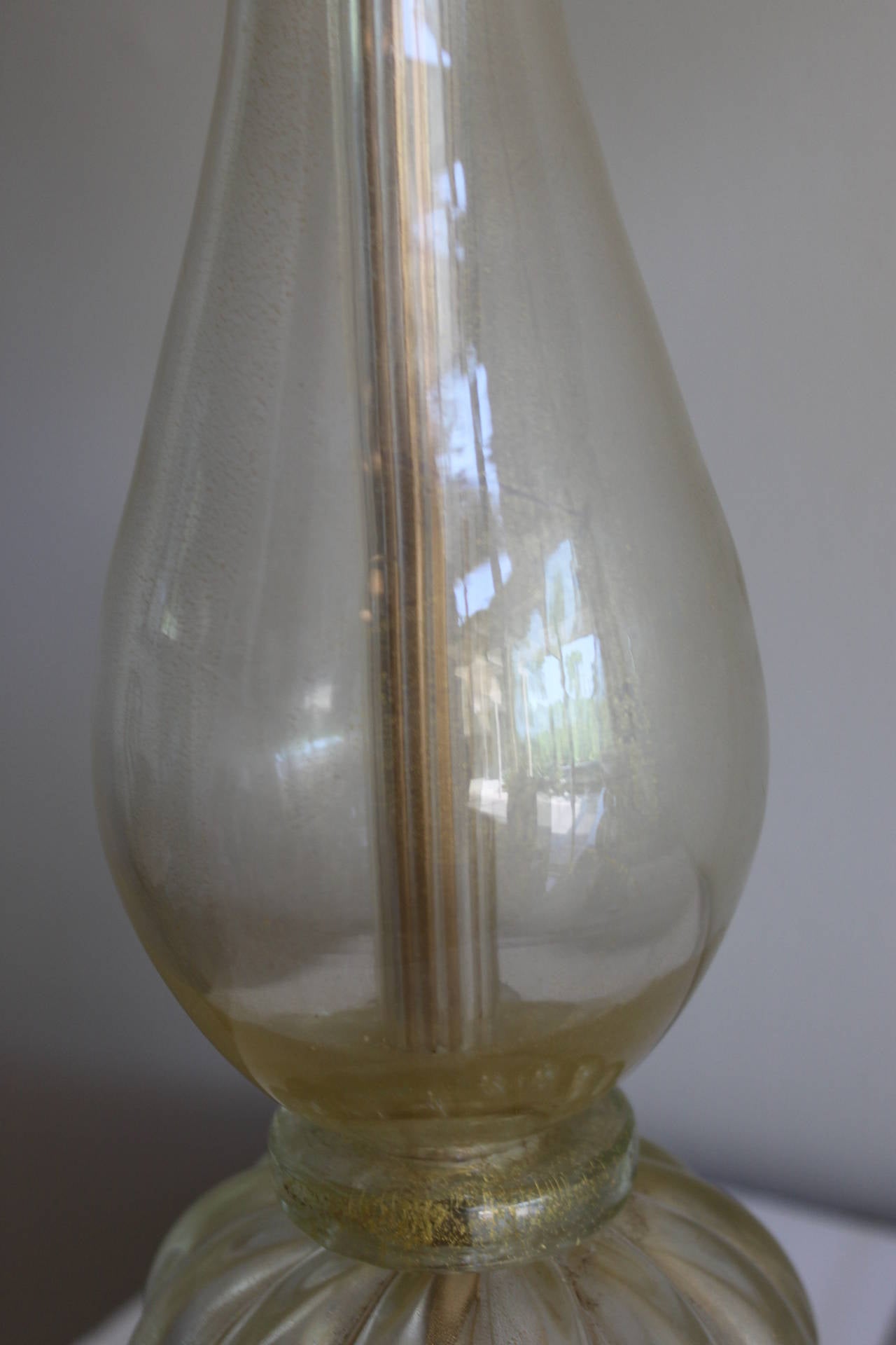 Hollywood Regency Pair of Murano Lamps in the Style of Barovier and Toso, circa 1940