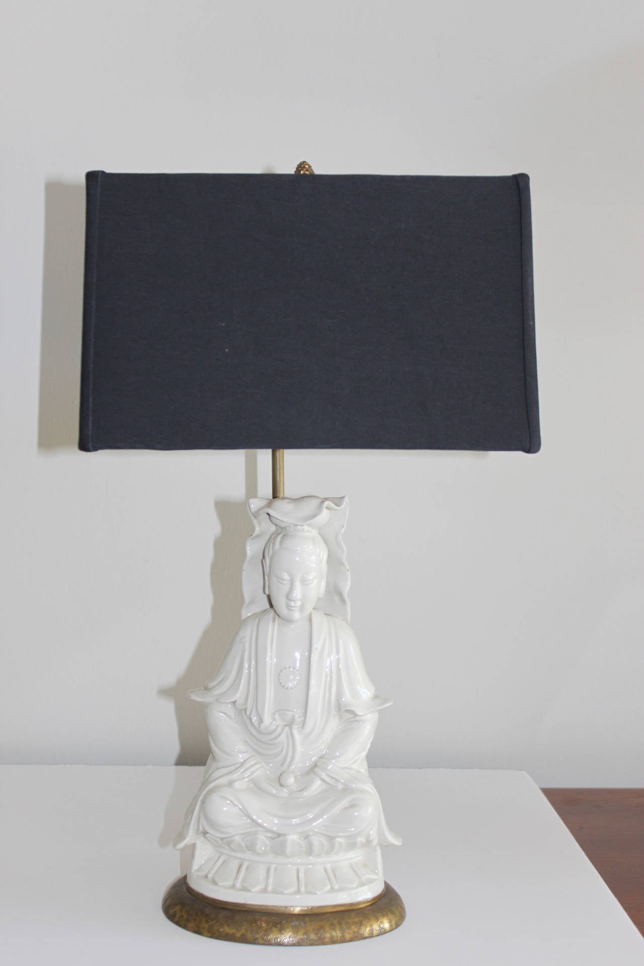 Blanc De Chine Seated Buddha Lamp, 19th Century For Sale 3