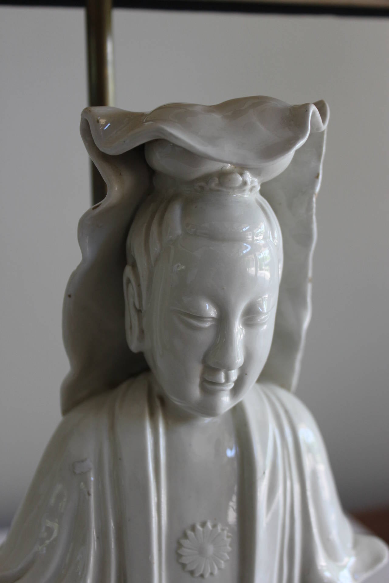 Blanc De Chine Seated Buddha Lamp, 19th Century In Excellent Condition For Sale In San Antonio, TX