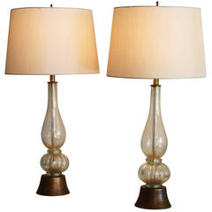 Pair of Murano Lamps in the Style of Barovier and Toso, circa 1940