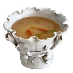 Lifelike Three-Dimensional Painting of Koi in a Blanc de Chine Pedestal Bowl