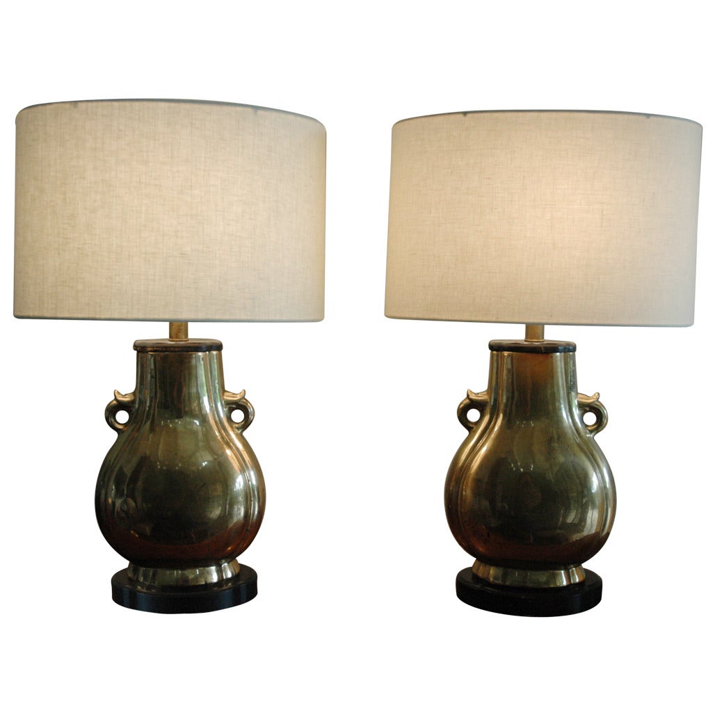 Pair of Frederick Cooper Brass Lamps For Sale